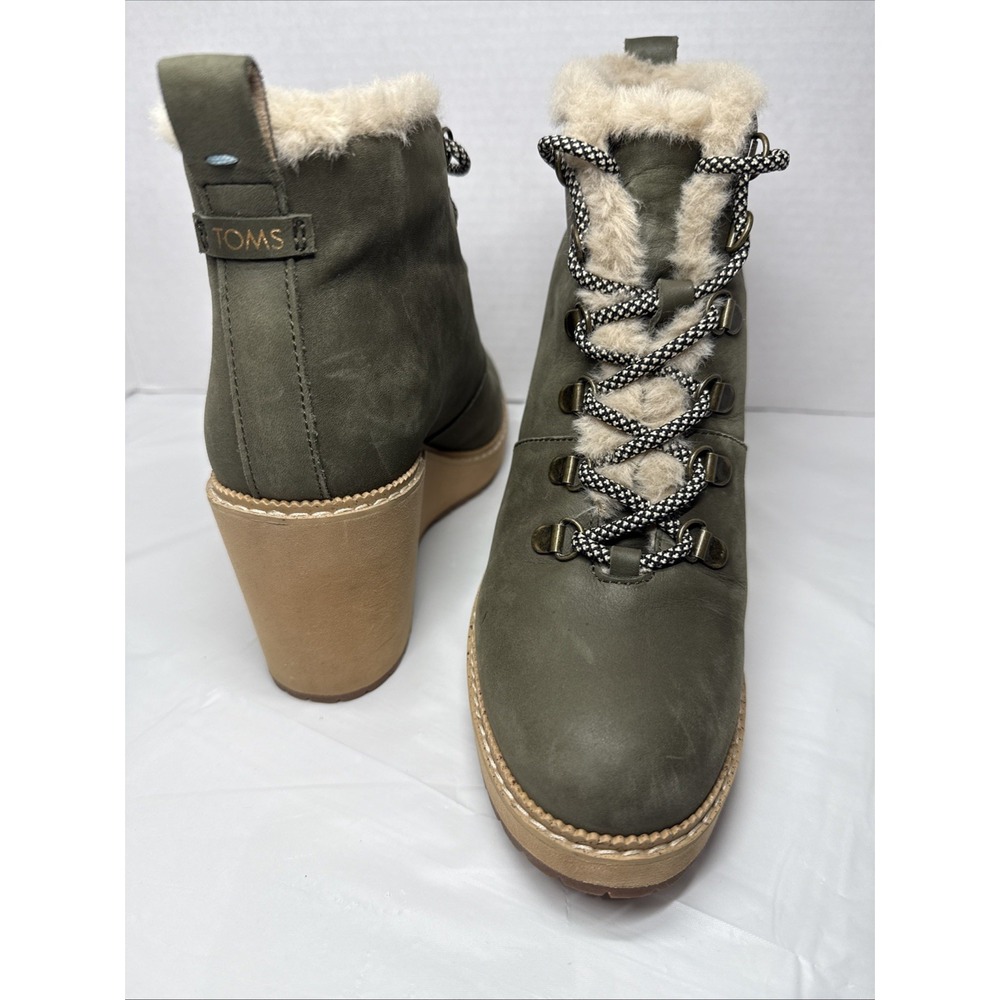 TOMS Melrose Womens Green Olive, Leather, Ankle Boots Size 7.5 - Picture 6 of 16